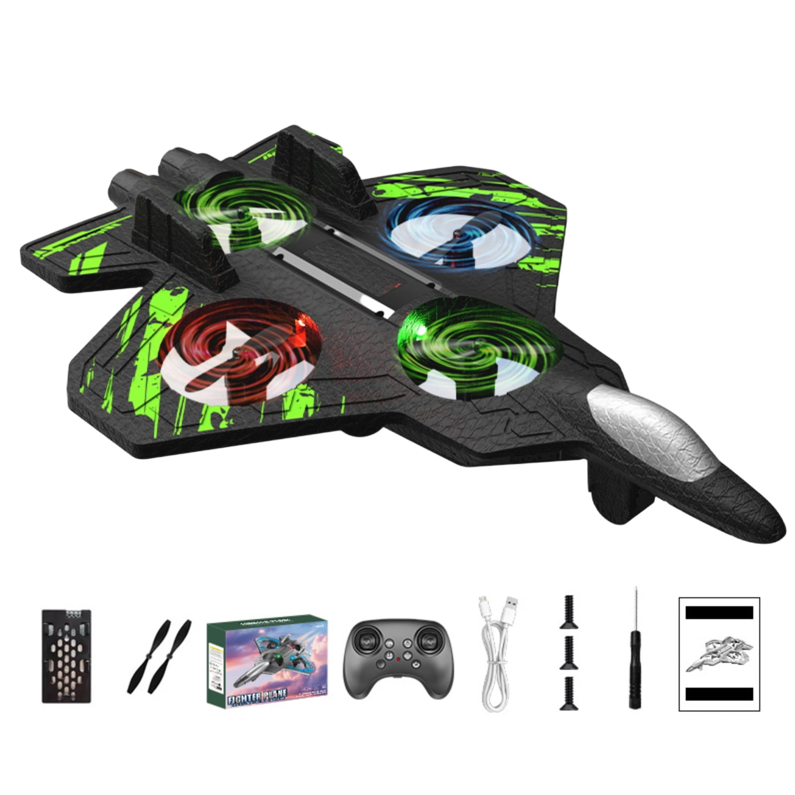 Skyriders RC Jet Stunt Fighter - 360° Flips & Stunt Roll, LED Lights, 2.4GHz Foam RC Airplane, Rechargeable Hovering, Drop-Resistant for Adults Christmas Present
