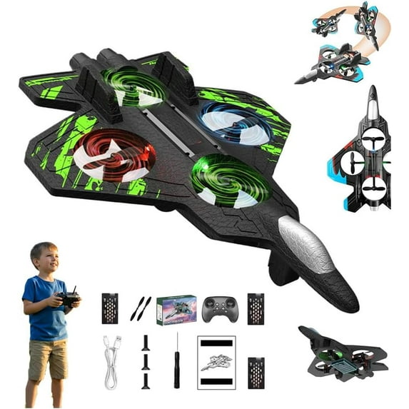 Skyriders Rc Jet,2026 Upgraded for Sky Riders RC Jet,Rc Stunt Fighter JetToy for Kids with 360° Flips & LED Lights,Christmas Remote Control Helicopter,Foam Remote Control Airplane for Kids Adult