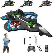 Skyriders Rc Jet, Rc Stunt Fighter Jet Toy with 360° Flips & LED Lights, Remote Control Foam Airplane, Rechargeable Hovering Fighter Helicopter for Beginners