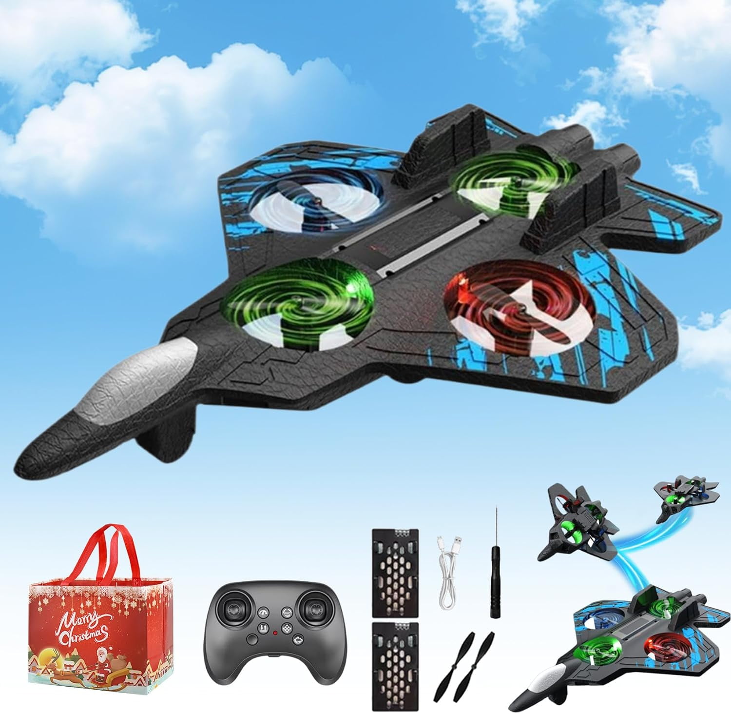 The Skyriders Rc Jet -The Sky Riders Drone, Remote Control Airplane with 360° Flips & LED Lights, 2.4ghz Rc Stunt Fighter Jet, Unmatched Speed, Precision, Thrill Great Christmas Birthday Gifts