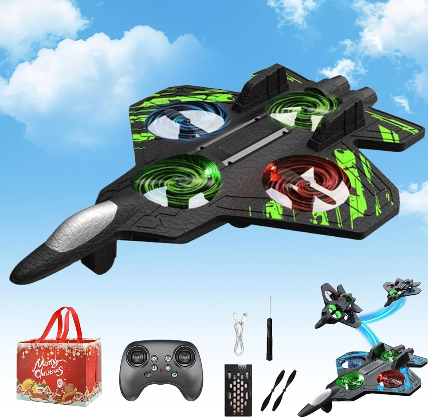 The Skyriders Rc Jet -The Sky Riders Drone, Remote Control Airplane with 360° Flips & LED Lights, 2.4ghz Rc Stunt Fighter Jet, Unmatched Speed, Precision, Thrill Great Christmas Birthday Gifts