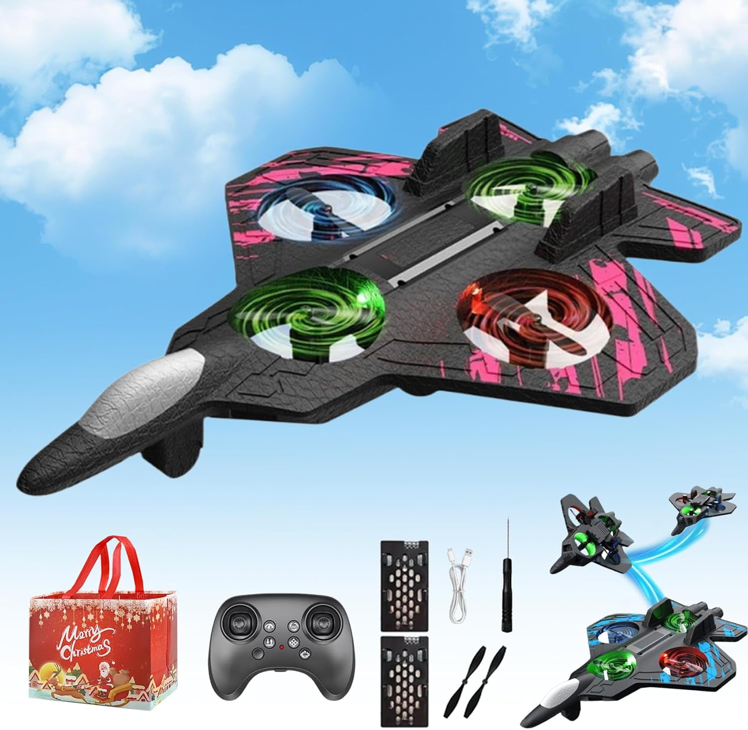 The Skyriders Rc Jet -The Sky Riders Drone, Remote Control Airplane with 360° Flips & LED Lights, 2.4ghz Rc Stunt Fighter Jet, Unmatched Speed, Precision, Thrill Great Christmas Birthday Gifts