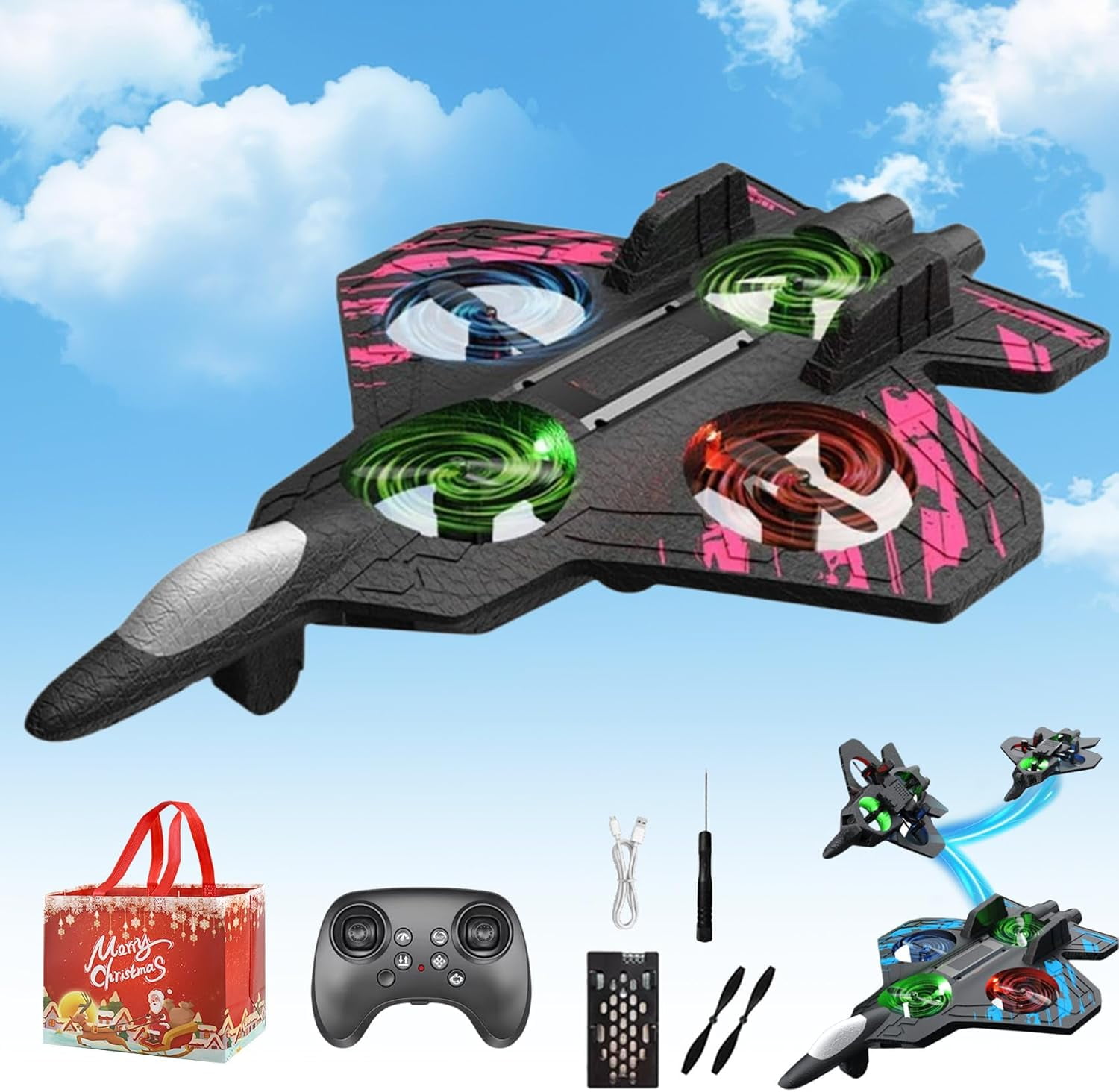 The Skyriders Rc Jet -The Sky Riders Drone, Remote Control Airplane with 360° Flips & LED Lights, 2.4ghz Rc Stunt Fighter Jet, Unmatched Speed, Precision, Thrill Great Christmas Birthday Gifts
