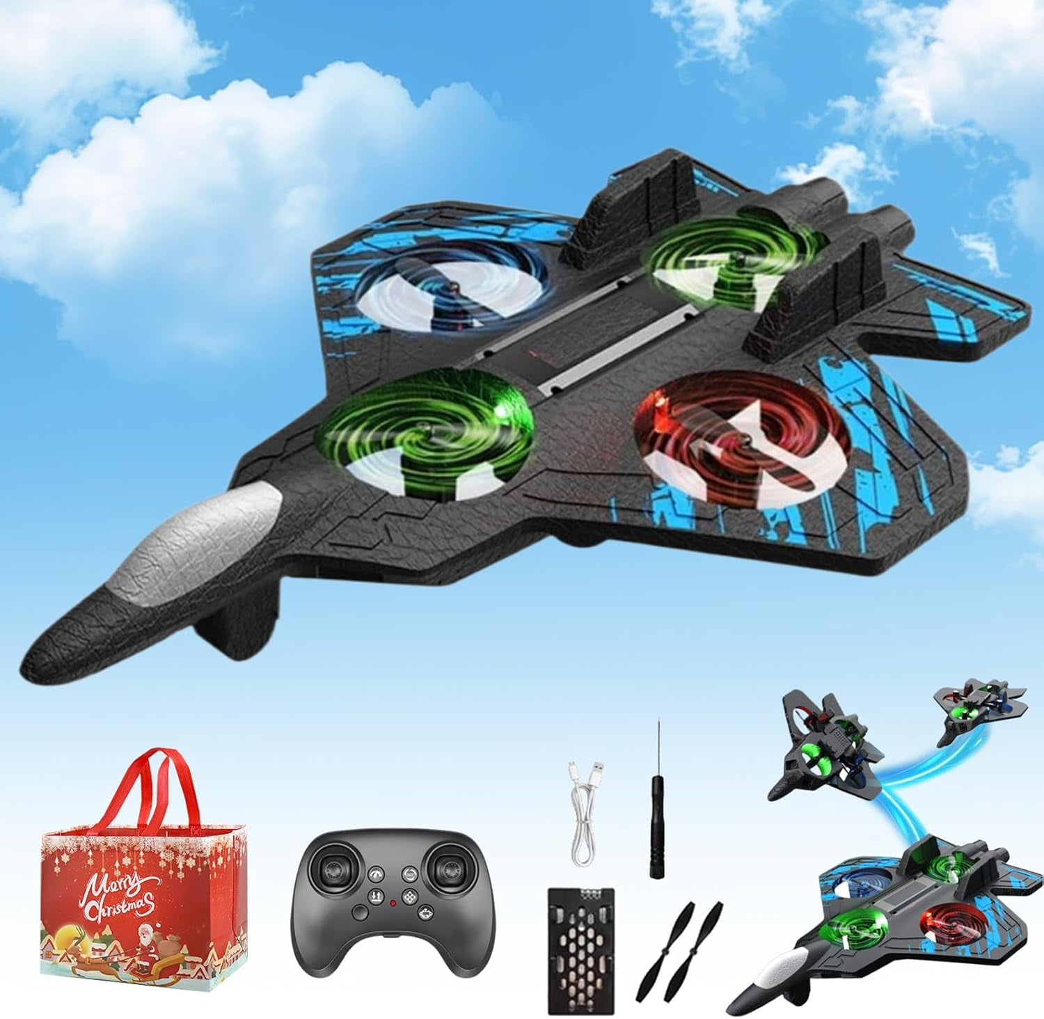 The Skyriders Rc Jet -The Sky Riders Drone, Remote Control Airplane with 360° Flips & LED Lights, 2.4ghz Rc Stunt Fighter Jet, Unmatched Speed, Precision, Thrill Great Christmas Birthday Gifts