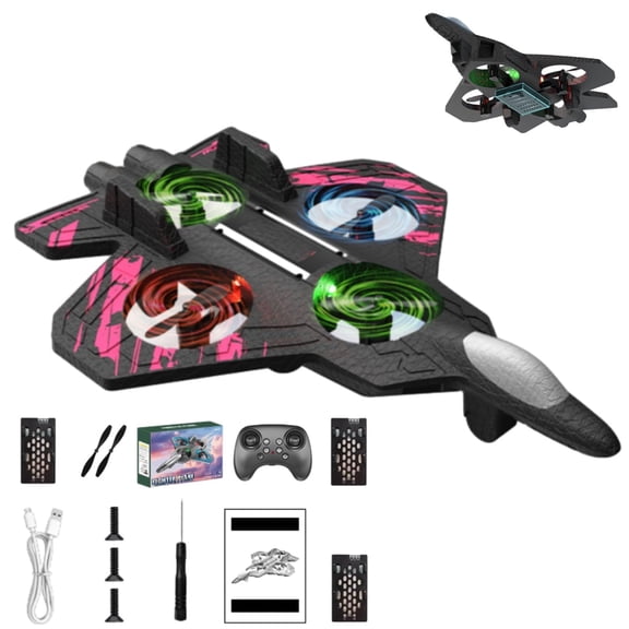 Skyriders Rc, Rc Stunt Fighter Jet Toy for Kids with 360° Flips & LED Lights, Christmas Remote Control Helicopter, Foam Remote Control Airplane