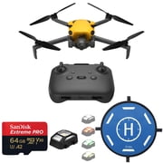 Skyrover X1 4K Drone with Remote Controller, Yellow, Bundle with 64GB UHS-I U3 microSDXC Memory Card, 15.7 Landing Pad and Strobe Anti-Collision Light