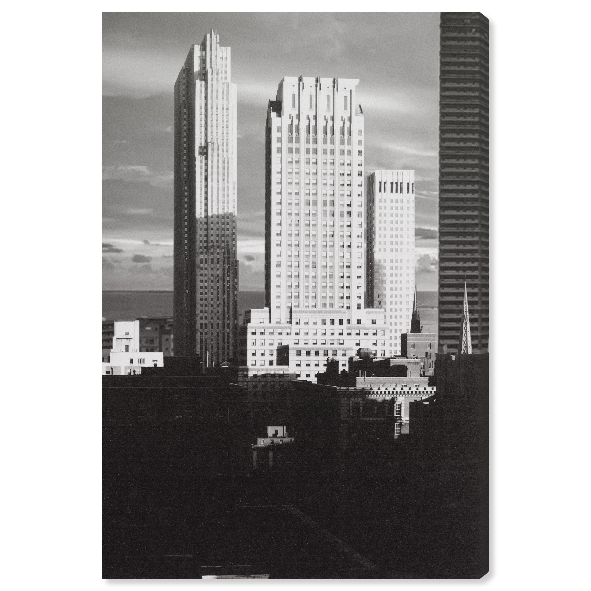 Black and White Skyscraper City Architecture Canvas Art 16x24
