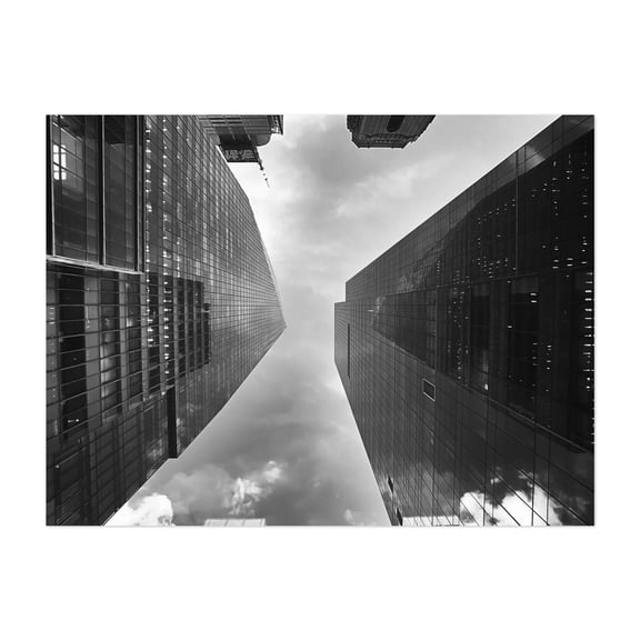 Skyscraper Reflections 04 - Manhattan New York Photography Architecture Black and White Cityscape Modern Art Skyline City Unframed Wall Art Print 12 x 16 inches