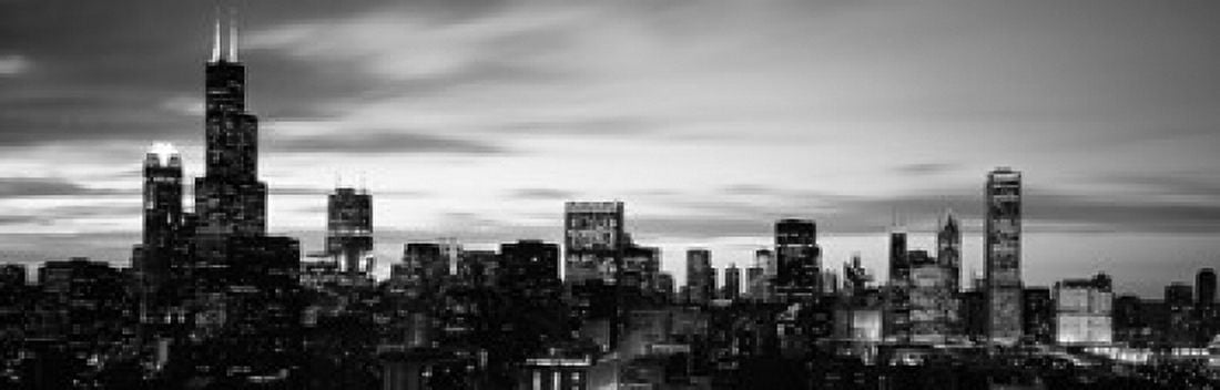 Skyscrapers At Dusk Chicago Illinois USA Canvas Art - Panoramic Images (18 x 6)