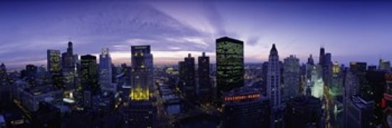 Skyscrapers Chicago Illinois USA Canvas Art - Panoramic Images (36 x 12)