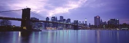 Skyscrapers In A City Brooklyn Bridge NYC New York City New York State USA Canvas Art - Panoramic Images (36 x 12)