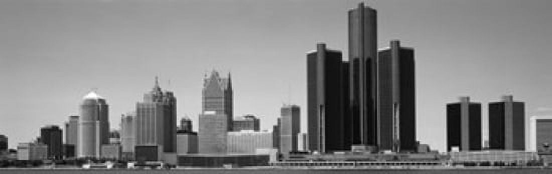 Skyscrapers In The City Detroit Michigan USA Canvas Art - Panoramic Images (18 x 6)
