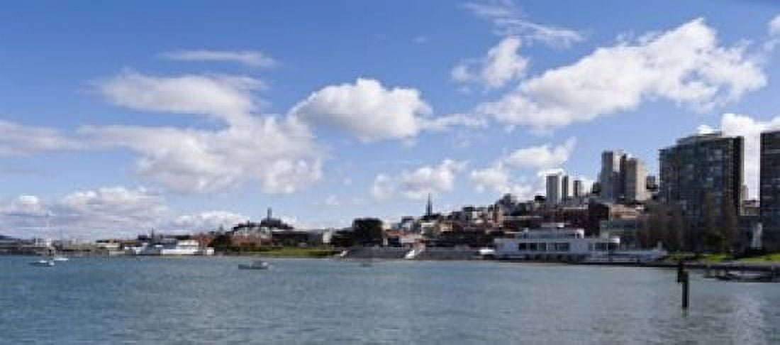 Skyscrapers Transamerica Pyramid Ghirardelli Building Coit Tower Marina Park San Francisco California USA Canvas Art - Panoramic Images (15 x 7)
