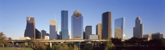 Skyscrapers against blue sky Houston Texas USA Canvas Art - Panoramic Images (38 x 12)