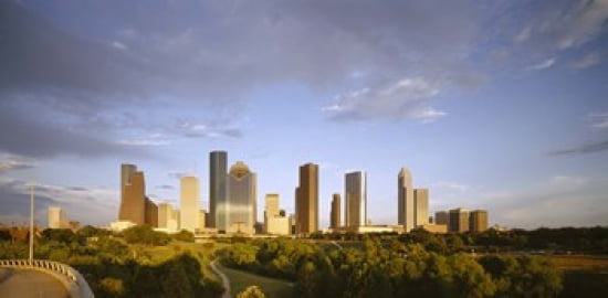 Skyscrapers against cloudy sky Houston Texas USA Canvas Art - Panoramic Images (24 x 12)
