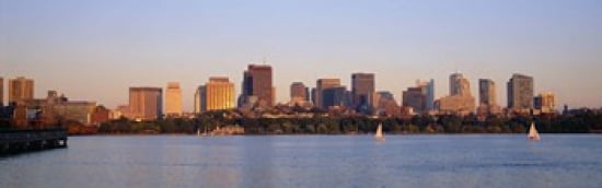 Skyscrapers at the waterfront Boston Massachusetts USA Canvas Art - Panoramic Images (36 x 12)