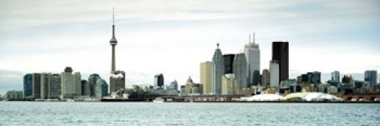 Skyscrapers at the waterfront CN Tower Toronto Ontario Canada Canvas Art - Panoramic Images (36 x 12)