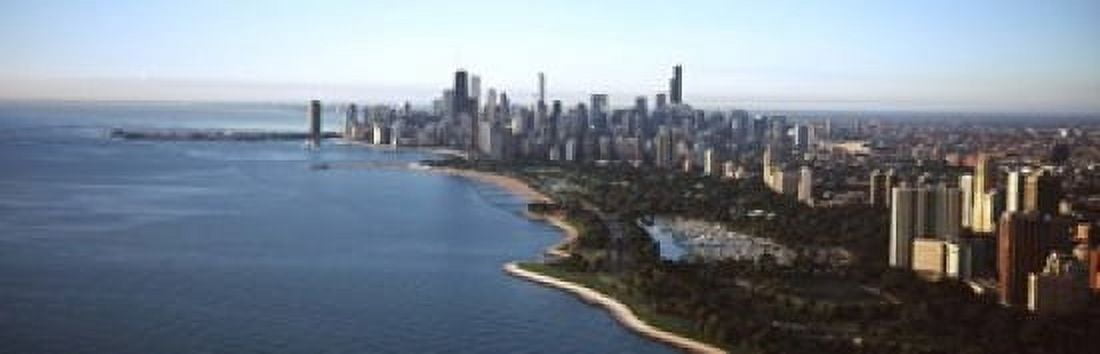 Skyscrapers at the waterfront Grant Park Lake Michigan Chicago Cook County Illinois USA 2011 Canvas Art - Panoramic Images (18 x 6)