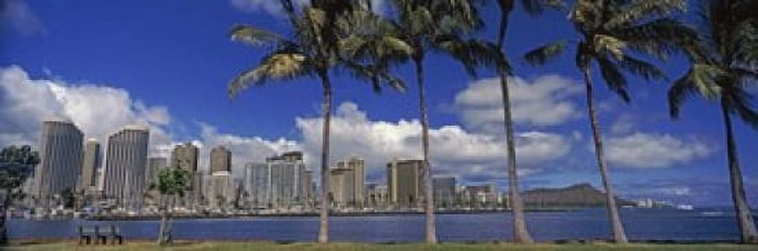 Skyscrapers at the waterfront Honolulu Hawaii USA 2010 Canvas Art - Panoramic Images (18 x 6)