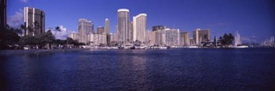 Skyscrapers at the waterfront Honolulu Hawaii USA Canvas Art - Panoramic Images (36 x 12)