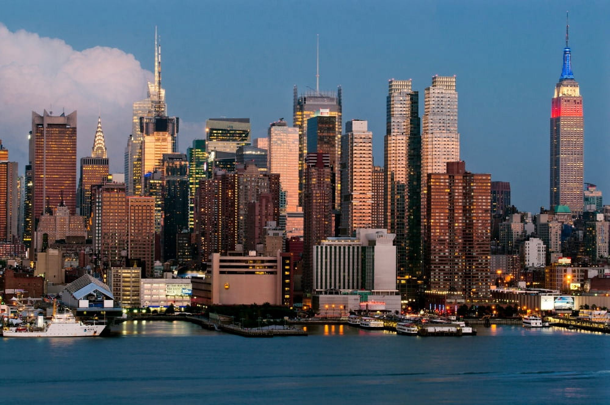 Skyscrapers at the waterfront Hudson River Manhattan New York City New York State USA Canvas Art - Panoramic Images (24 x 36)