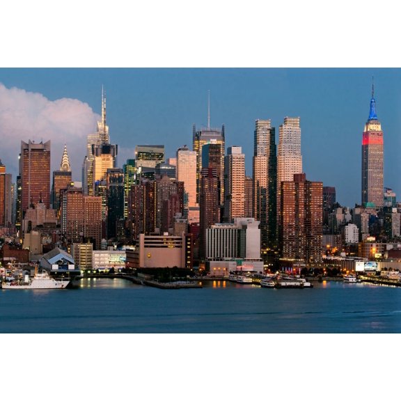 Skyscrapers at the waterfront Hudson River Manhattan New York City New York State USA Canvas Art - Panoramic Images (24 x 36)