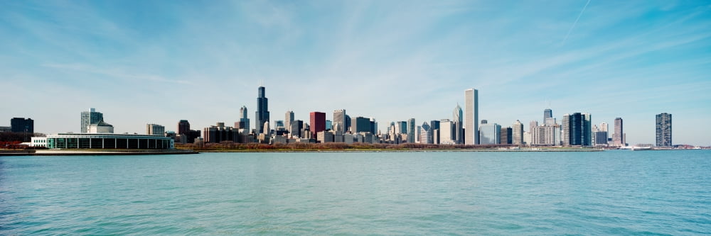 Skyscrapers at the waterfront Lake Michigan Chicago Illinois USA Canvas Art - Panoramic Images (6 x 18)
