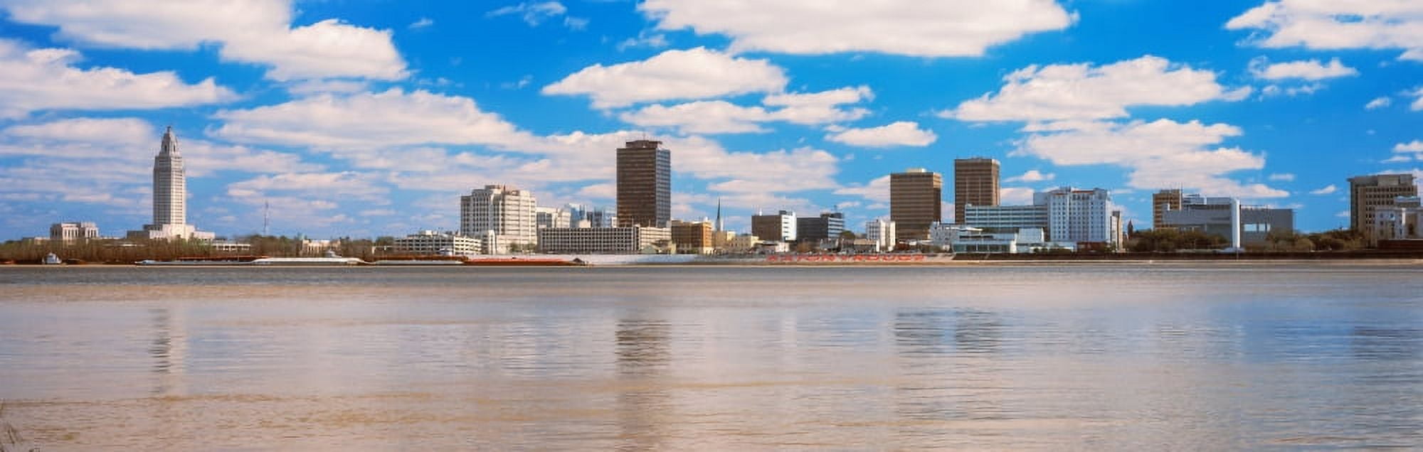 Skyscrapers at the waterfront Louisiana State Capitol Building Baton Rouge Louisiana USA Canvas Art - Panoramic Images (27 x 9)
