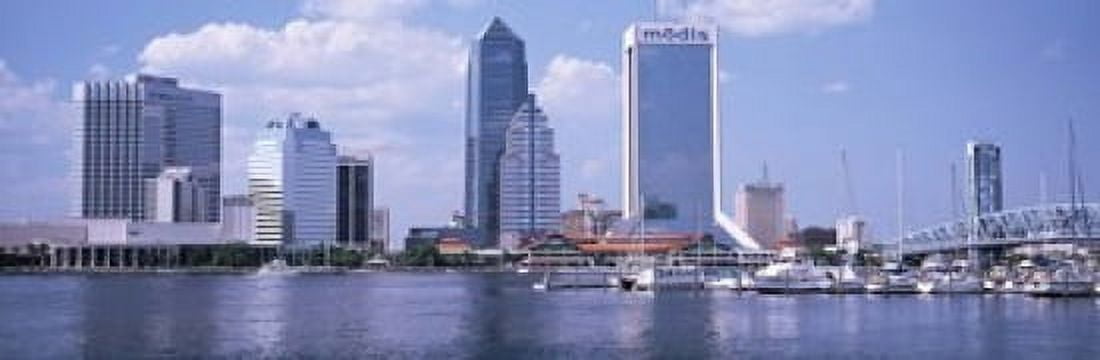 Skyscrapers at the waterfront Main Street Bridge St Johns River Jacksonville Florida USA Canvas Art - Panoramic Images (18 x 6)