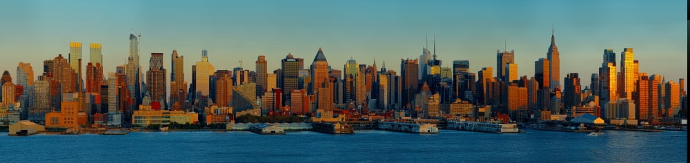 Skyscrapers at the waterfront New York City New York State USA Canvas Art - Panoramic Images (36 x 12)