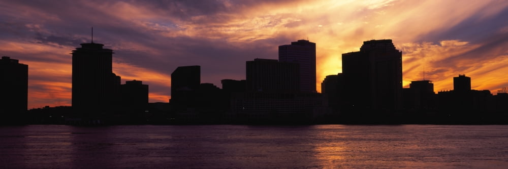 Skyscrapers at the waterfront River Mississippi New Orleans Louisiana USA Canvas Art - Panoramic Images (27 x 9)