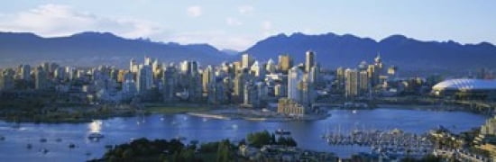 Skyscrapers at the waterfront Vancouver British Columbia Canada Canvas Art - Panoramic Images (36 x 12)