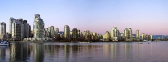 Skyscrapers at the waterfront Yaletown Vancouver Island British Columbia Canada 2011 Canvas Art - Panoramic Images (36 x 13)
