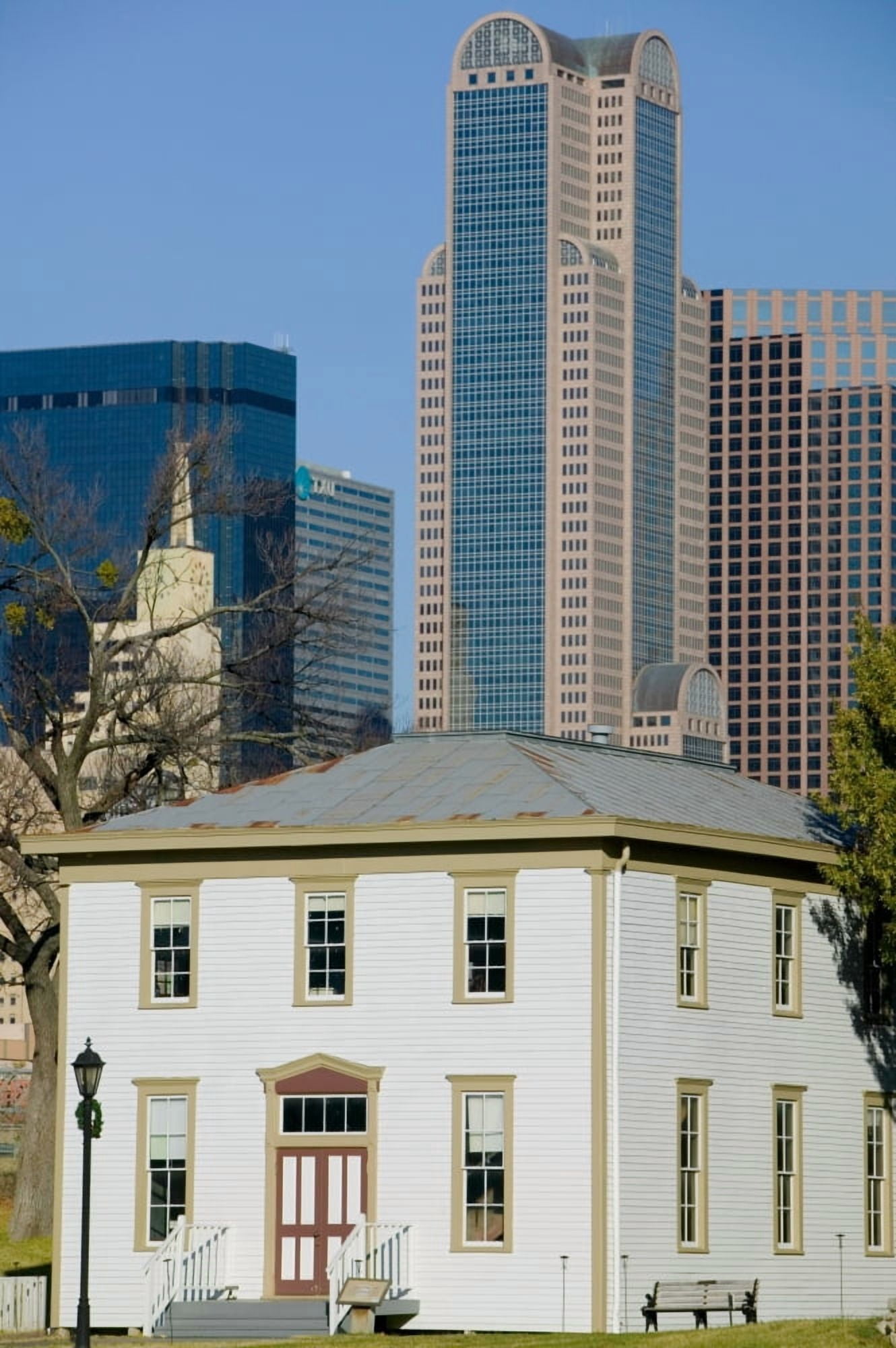Skyscrapers behind an old house Old City Park Dallas Texas USA Canvas Art - Panoramic Images (27 x 9)
