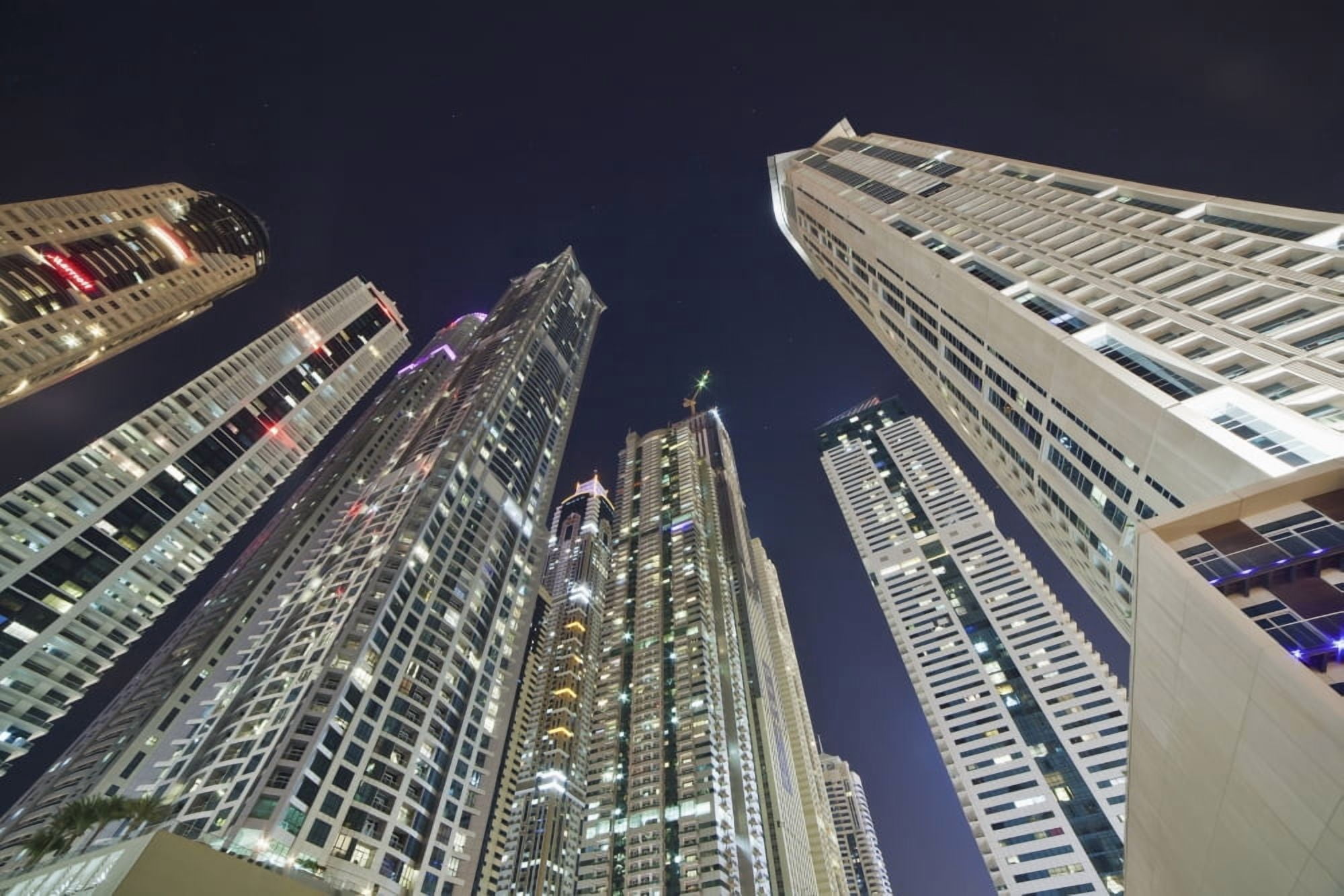 Skyscrapers illuminated at nighttime Dubai United Arab Emirates Canvas Art - Alexander Macfarlane Design Pics (19 x 12)