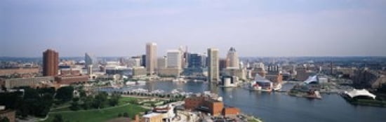 Skyscrapers in a city Baltimore Maryland USA Canvas Art - Panoramic Images (36 x 12)