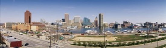 Skyscrapers in a city Baltimore Maryland USA Canvas Art - Panoramic Images (38 x 12)