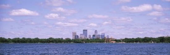 Skyscrapers in a city Chain Of Lakes Park Minneapolis Minnesota USA Canvas Art - Panoramic Images (36 x 12)