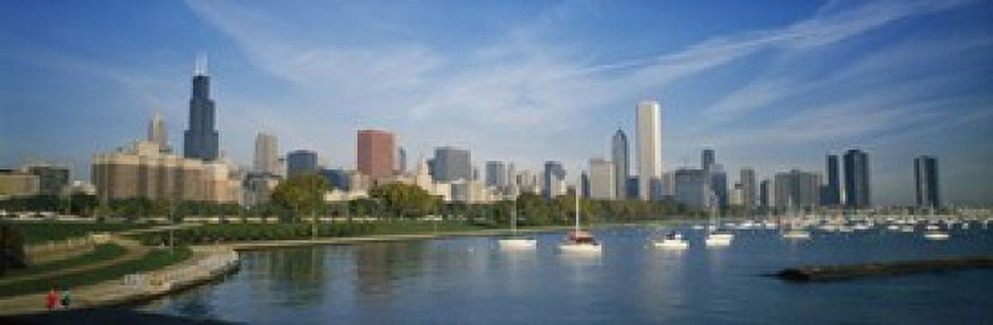 Skyscrapers in a city Chicago Illinois USA Canvas Art - Panoramic Images (18 x 6)
