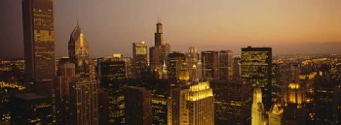 Skyscrapers in a city Chicago Illinois USA Canvas Art - Panoramic Images (18 x 7)