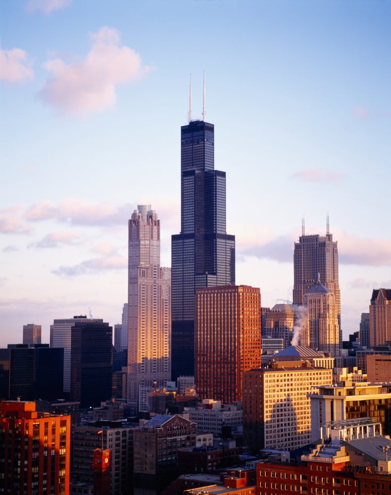 Skyscrapers in a city Chicago Illinois USA Canvas Art - Panoramic Images (36 x 29)