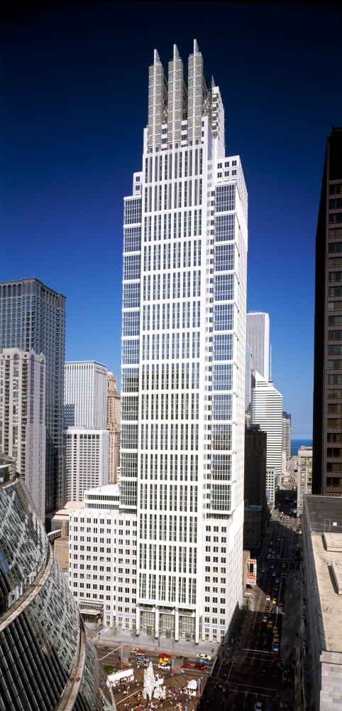 Skyscrapers in a city Chicago Title And Trust Building Chicago Cook County Illinois USA Canvas Art - Panoramic Images (25 x 12)