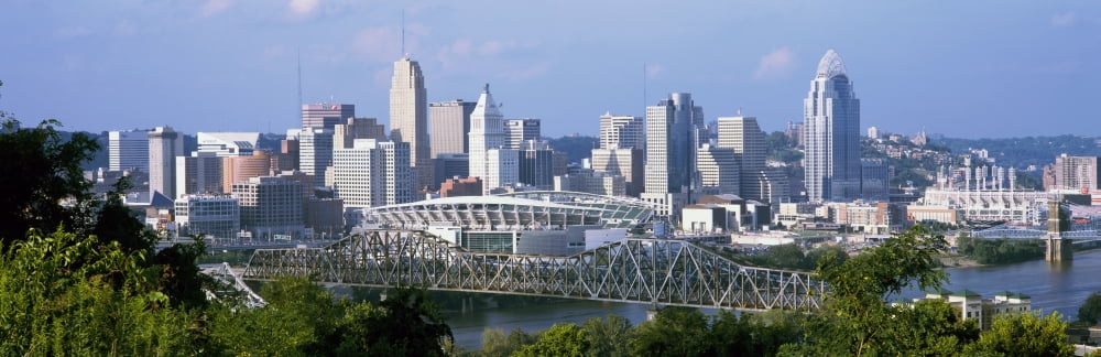 Skyscrapers in a city Cincinnati Ohio USA Canvas Art - Panoramic Images (12 x 36)
