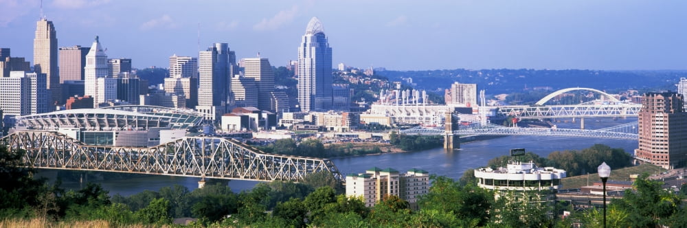 Skyscrapers in a city Cincinnati Ohio USA Canvas Art - Panoramic Images (12 x 36)