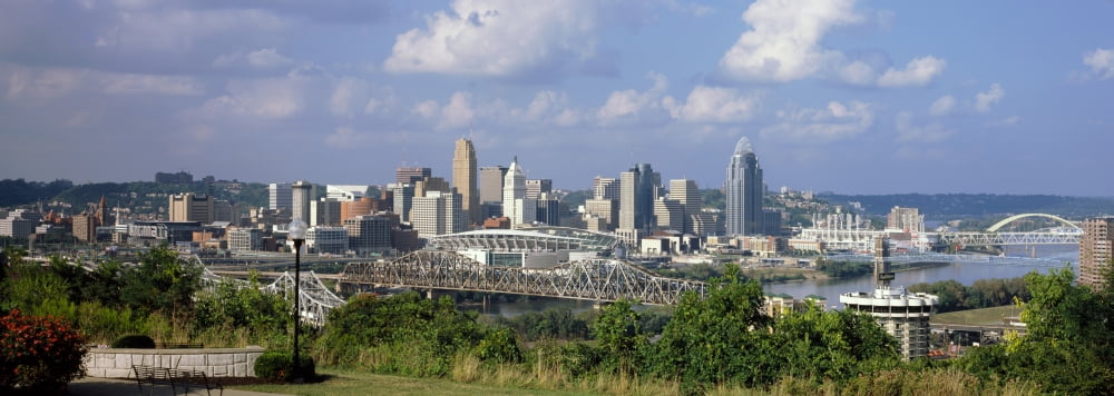Skyscrapers in a city Cincinnati Ohio USA Canvas Art - Panoramic Images (13 x 36)