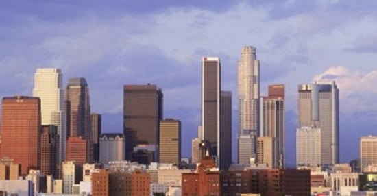 Skyscrapers in a city City Of Los Angeles Los Angeles County California USA Canvas Art - Panoramic Images (24 x 12)