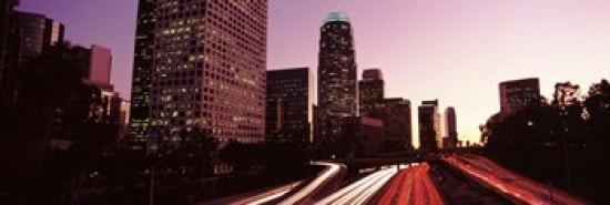 Skyscrapers in a city City of Los Angeles California USA 2010 Canvas Art - Panoramic Images (36 x 12)