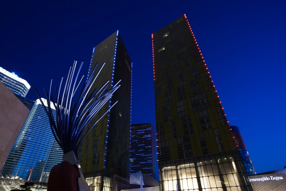 Skyscrapers in a city CityCenter Las Vegas Las Vegas Strip Las Vegas Nevada USA Canvas Art - Panoramic Images (36 x 12)