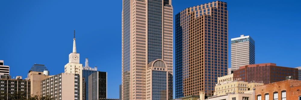 Skyscrapers in a city Dallas Texas USA Canvas Art - Panoramic Images (36 x 12)