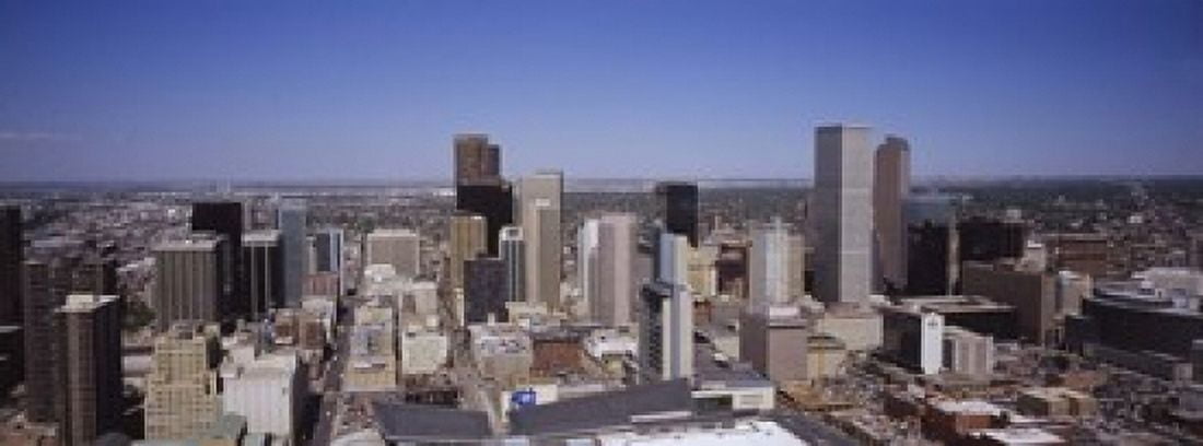 Skyscrapers in a city Denver Colorado USA Canvas Art - Panoramic Images (15 x 6)